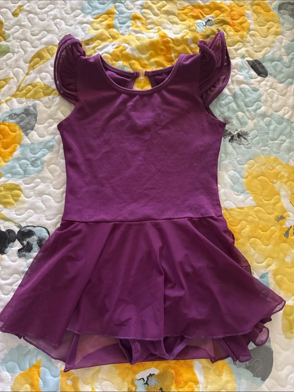 Girls' Purple Ballet Dress Leotard with Skirt